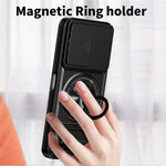 For Xiaomi Redmi 17 5G  /  Redmi 17 4G Magnetic Case Ring Holder Foldable Kickstand TPU PC Phone Cover with Camera Lens Slider