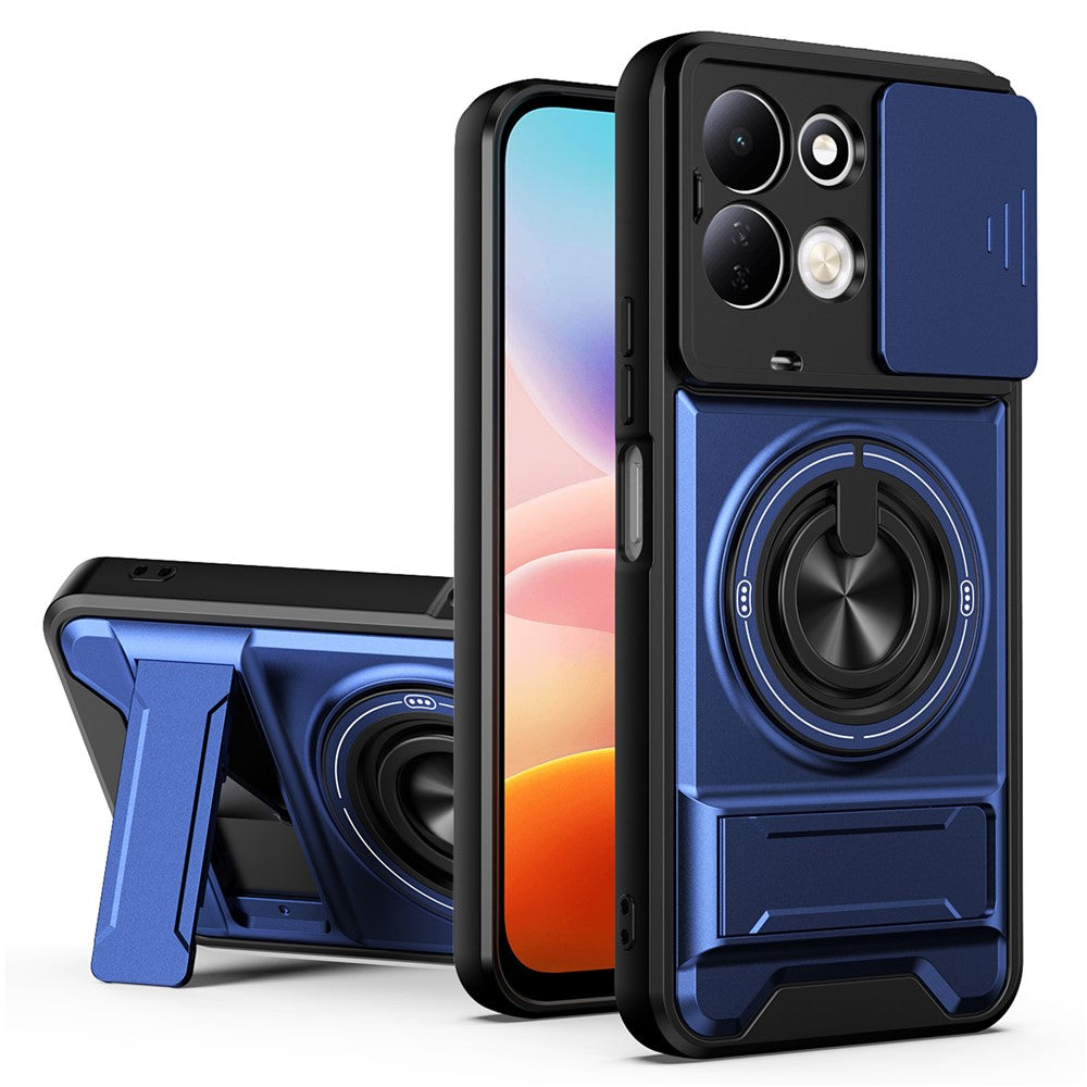 For Xiaomi Redmi 17 5G  /  Redmi 17 4G Magnetic Case Ring Holder Foldable Kickstand TPU PC Phone Cover with Camera Lens Slider
