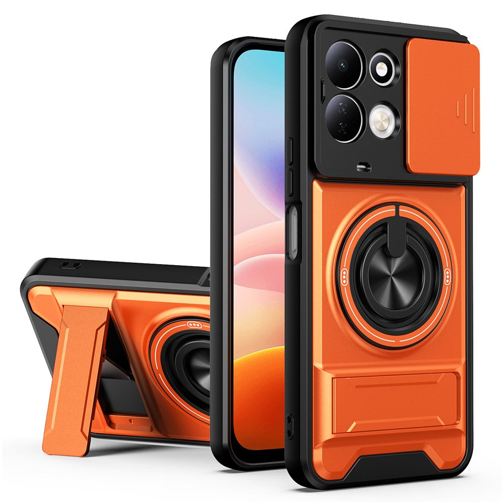 For Xiaomi Redmi 17 5G  /  Redmi 17 4G Magnetic Case Ring Holder Foldable Kickstand TPU PC Phone Cover with Camera Lens Slider