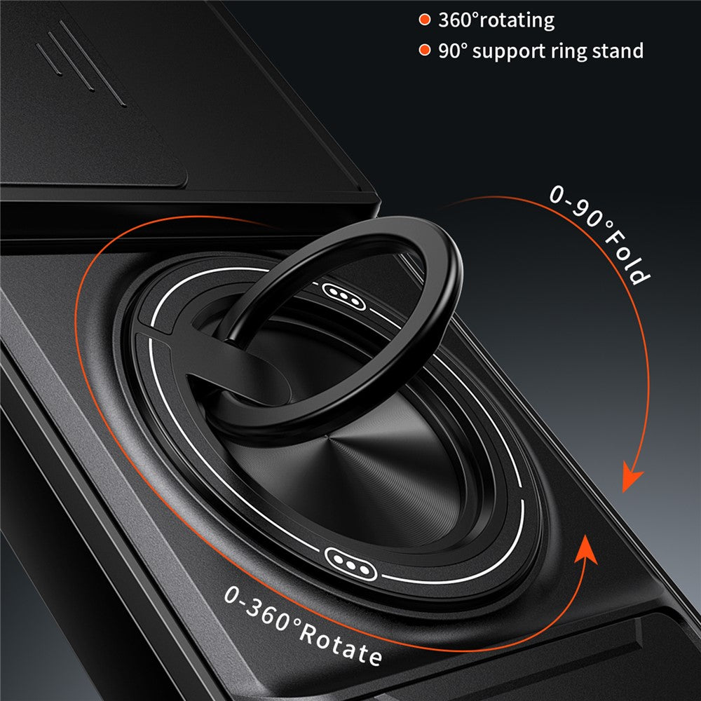 For Xiaomi Redmi Note 17 Pro 5G Magnetic Case Ring Holder Foldable Kickstand TPU PC Phone Cover with Camera Lens Slider
