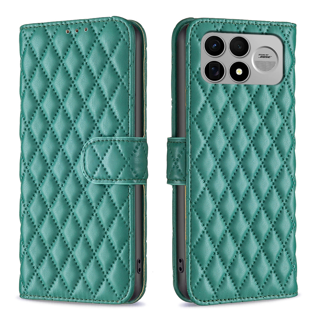 BINFEN COLOR til Xiaomi Poco F9 Ultra / Poco F8 Ultra / Redmi K100 Pro Max 5G (Kina) BF Style-14 skal, rhombusformet læderetui med stativ