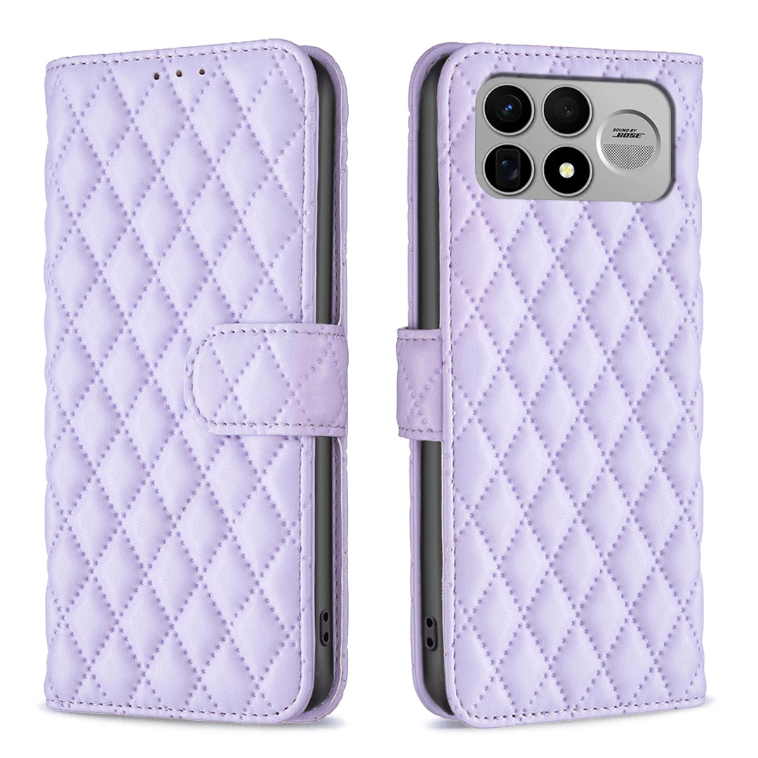 BINFEN COLOR til Xiaomi Poco F9 Ultra / Poco F8 Ultra / Redmi K100 Pro Max 5G (Kina) BF Style-14 skal, rhombusformet læderetui med stativ