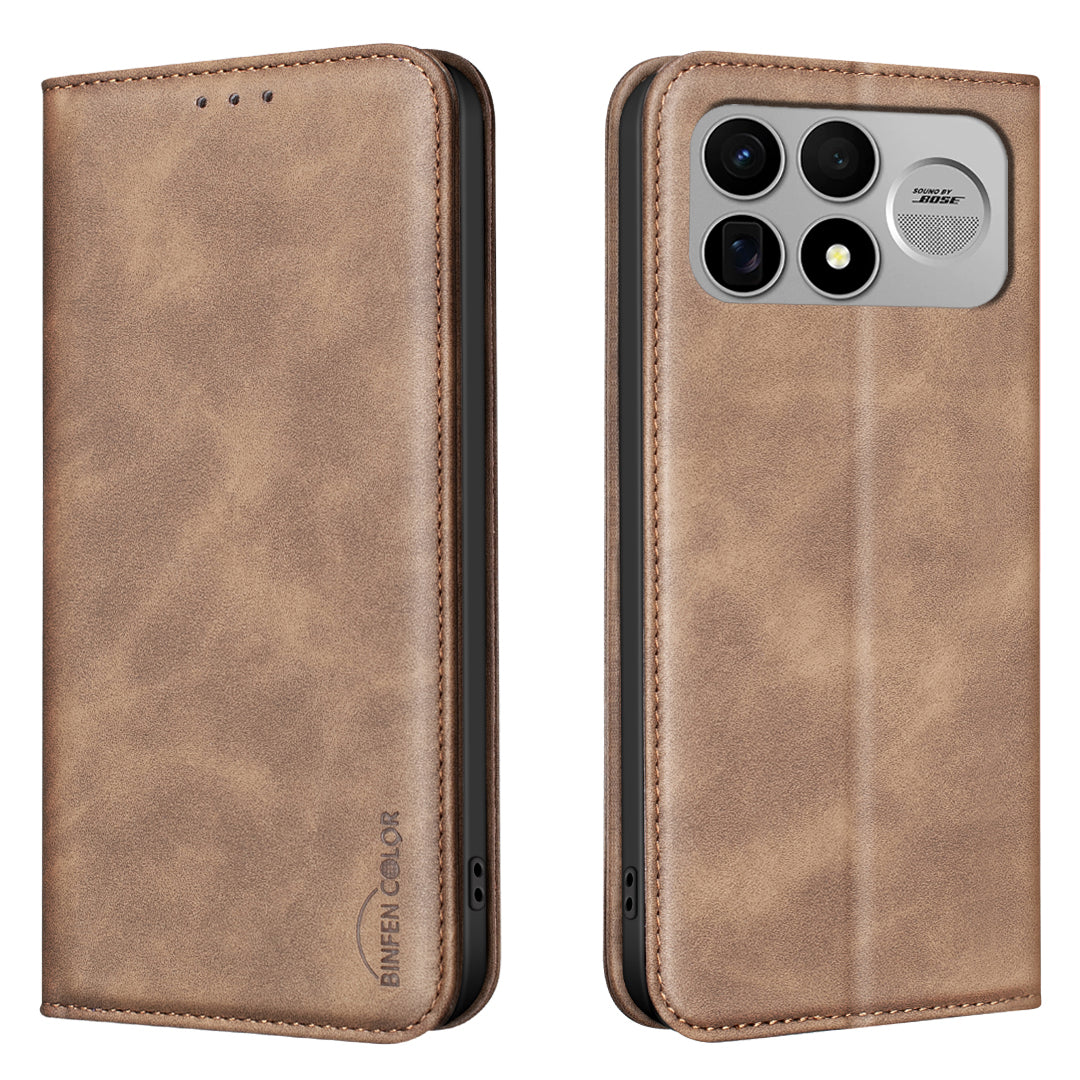 BINFEN COLOR for Xiaomi Poco F9 Ultra / Poco F8 Ultra / Redmi K100 Pro Max 5G (China)  RFID Blocking Calf Texture PU Leather Phone Cover