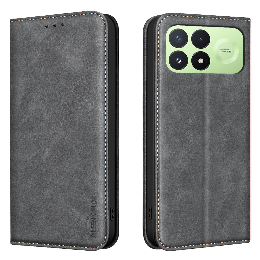 BINFEN COLOR for Xiaomi Poco F9 Pro 5G / Poco F8 Pro 5G / Redmi K100 Pro 5G (China) RFID Blocking Calf Texture PU Leather Phone Cover