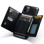 DG.MING M3 Series For iPhone 11 Pro Max 6.5 inch Shockproof 2-in-1 Glitter Sparkly Magnetic Detachable Zipper Pocket Cover Kickstand PU Leather Coated PC+TPU Protective Phone Case