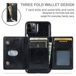 DG.MING M3 Series For iPhone 11 Pro Max 6.5 inch Shockproof 2-in-1 Glitter Sparkly Magnetic Detachable Zipper Pocket Cover Kickstand PU Leather Coated PC+TPU Protective Phone Case