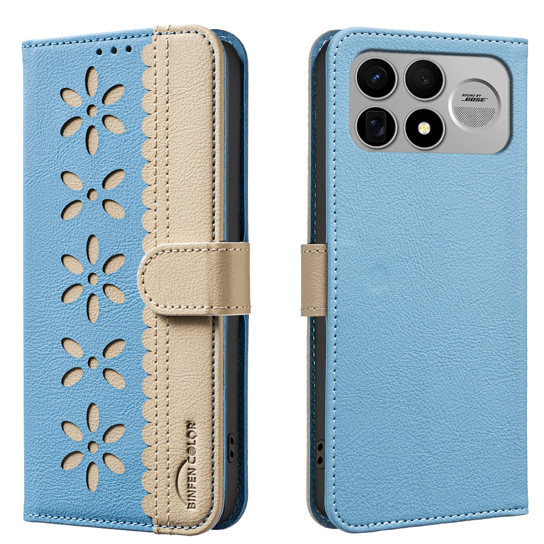 BINFEN COLOR for Xiaomi Poco F9 Ultra / Poco F8 Ultra / Redmi K100 Pro Max 5G (China)  BF36 Leather Case Floral Pattern Phone Cover RFID Blocking Wallet Stand