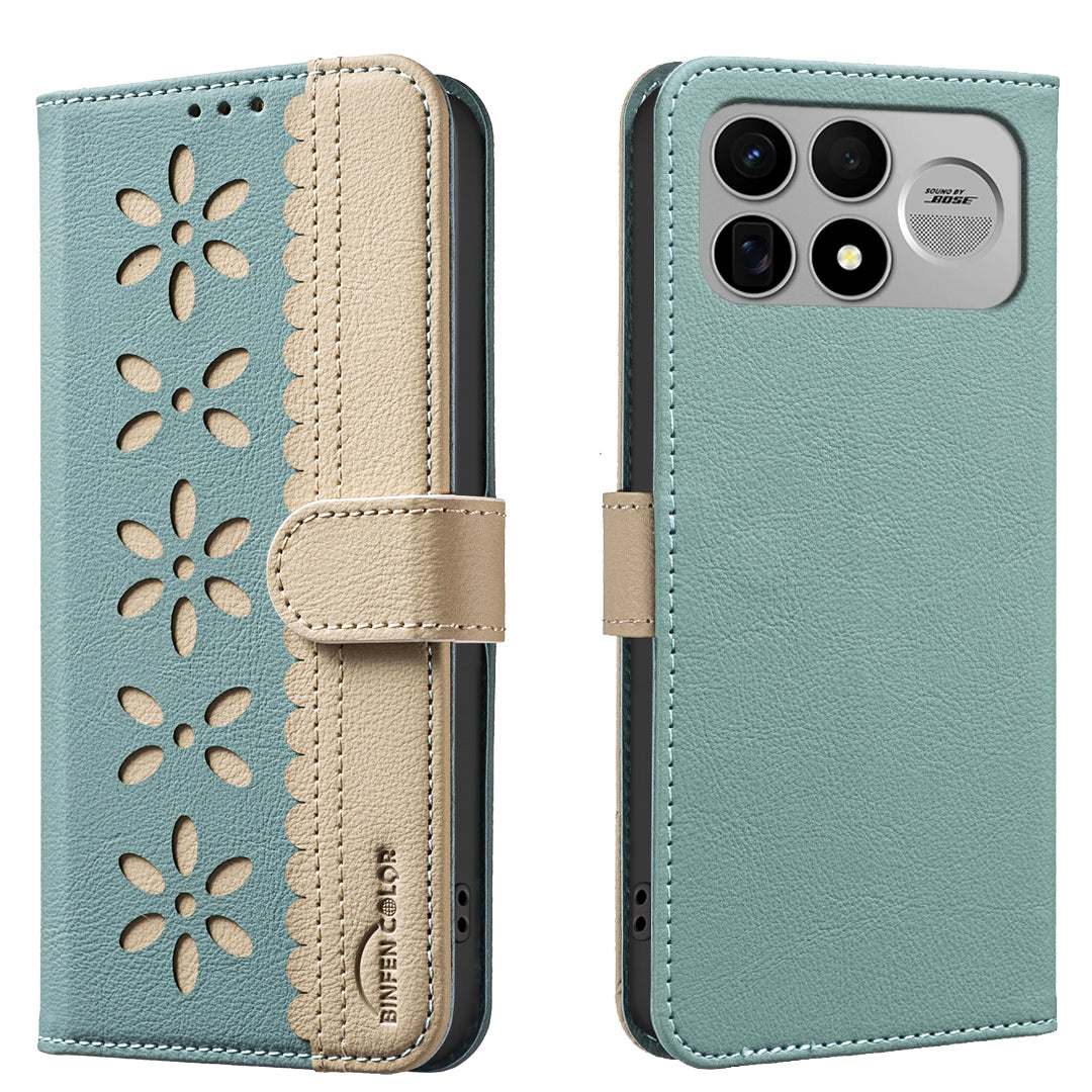 BINFEN COLOR for Xiaomi Poco F9 Ultra / Poco F8 Ultra / Redmi K100 Pro Max 5G (China)  BF36 Leather Case Floral Pattern Phone Cover RFID Blocking Wallet Stand