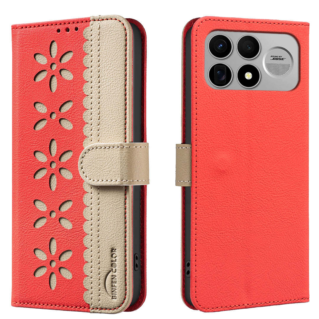 BINFEN COLOR for Xiaomi Poco F9 Ultra / Poco F8 Ultra / Redmi K100 Pro Max 5G (China)  BF36 Leather Case Floral Pattern Phone Cover RFID Blocking Wallet Stand