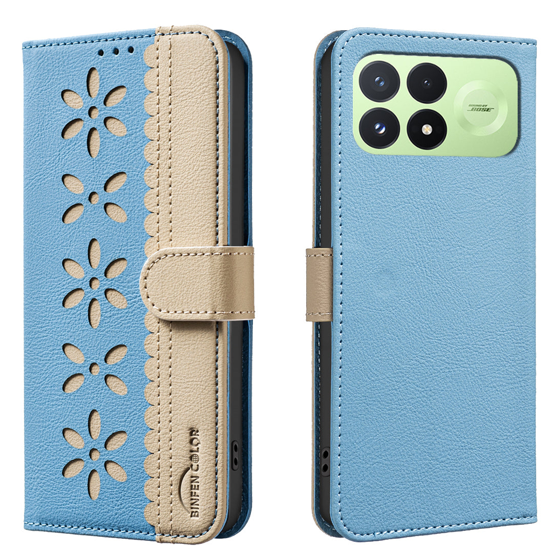 BINFEN COLOR for Xiaomi Poco F9 Pro 5G / Poco F8 Pro 5G / Redmi K100 Pro 5G (China) BF36 Leather Case Floral Pattern Phone Cover RFID Blocking Wallet Stand