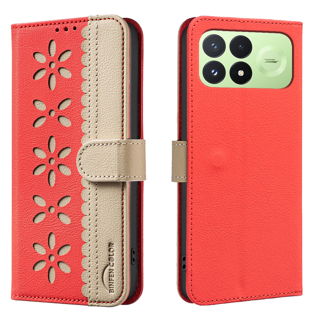BINFEN COLOR for Xiaomi Poco F9 Pro 5G / Poco F8 Pro 5G / Redmi K100 Pro 5G (China) BF36 Leather Case Floral Pattern Phone Cover RFID Blocking Wallet Stand