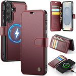 AUTSPACE for Samsung Galaxy S26 FE A15 Case RFID Blocking Wallet Leather Magnetic Phone Cover