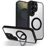 For Samsung Galaxy S26 Ultra Case Rotating Magnetic Kickstand Frosted Matte PC + TPU Shockproof Phone Cover