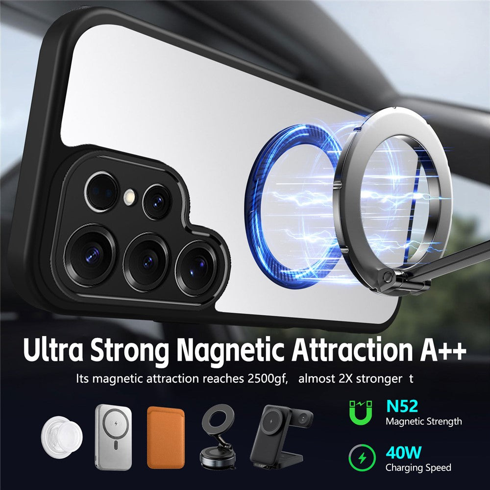 For Samsung Galaxy S26 Ultra Case Rotating Magnetic Kickstand Frosted Matte PC + TPU Shockproof Phone Cover
