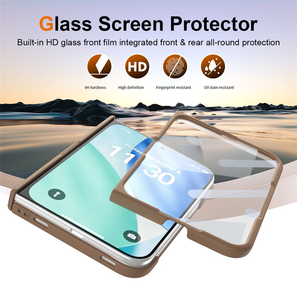For iPhone Fold Magnetic Case with HD Tempered Glass Screen Protector PC Shockproof Phone Cover