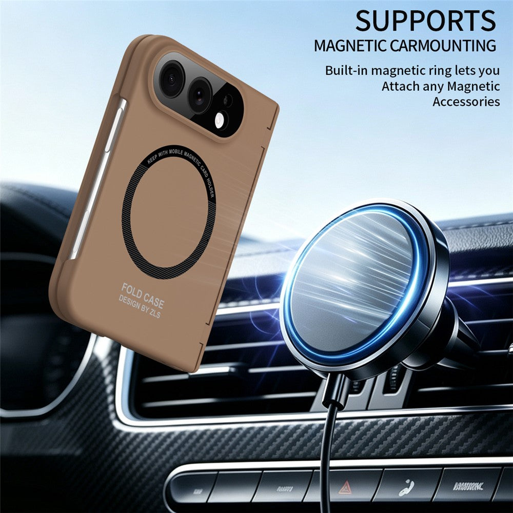 For iPhone Fold Magnetic Case with HD Tempered Glass Screen Protector PC Shockproof Phone Cover