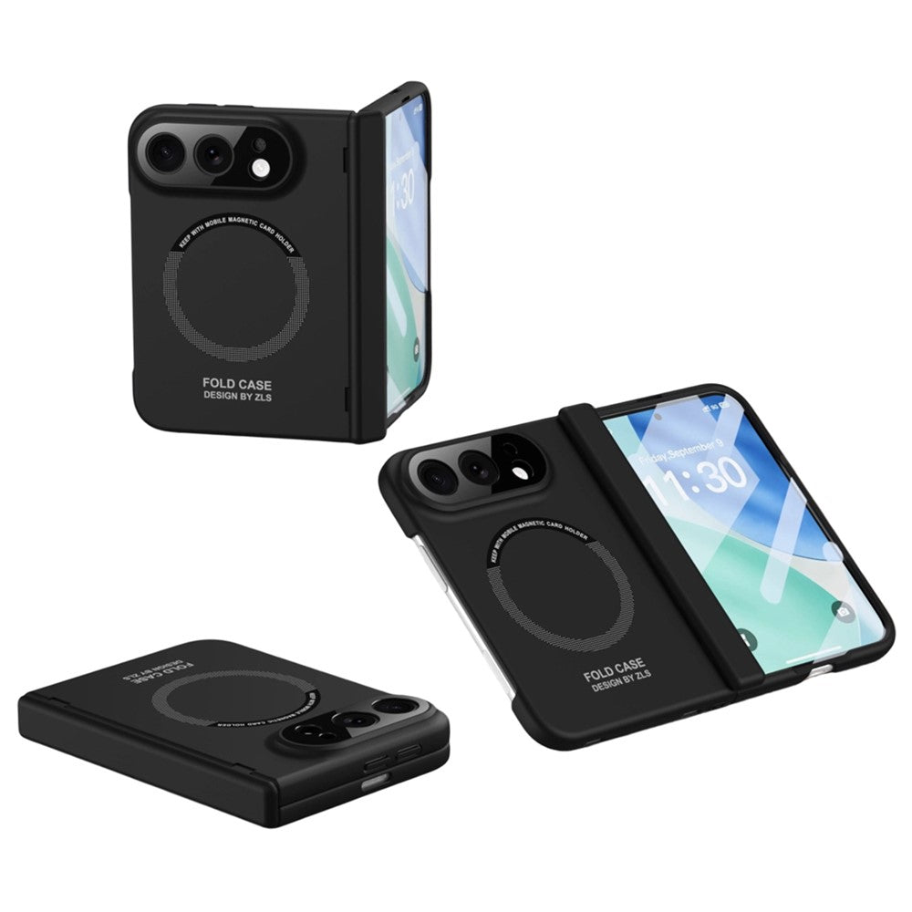 For iPhone Fold Magnetic Case with HD Tempered Glass Screen Protector PC Shockproof Phone Cover