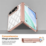 For iPhone Fold Case Rhinestone Decor Leather + PC Rhombus Phone Cover with Tempered Glass Film