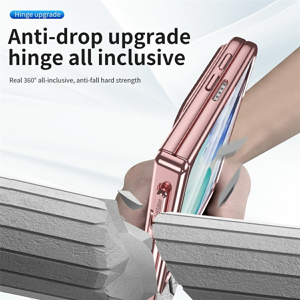 Til iPhone Fold Case Magnetisk Hængsel Galvaniseret PC Telefoncover med Skærmbeskyttelse / Stylus