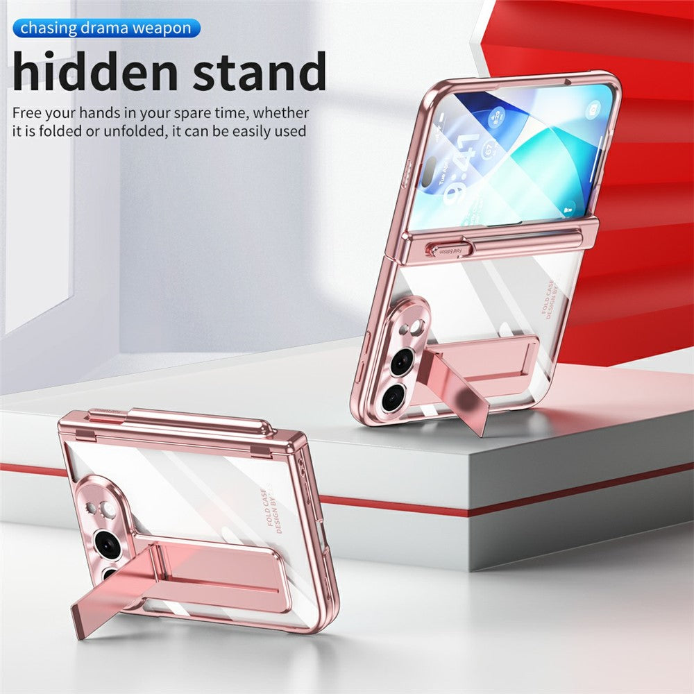 Til iPhone Fold Case Magnetisk Hængsel Galvaniseret PC Telefoncover med Skærmbeskyttelse / Stylus
