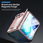 Til iPhone Fold Case Magnetisk Hængsel Galvaniseret PC Telefoncover med Skærmbeskyttelse / Stylus