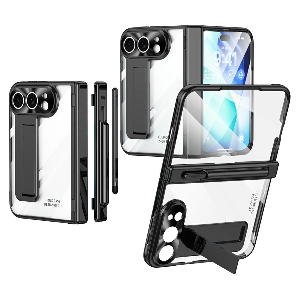 Til iPhone Fold Case Magnetisk Hængsel Galvaniseret PC Telefoncover med Skærmbeskyttelse / Stylus