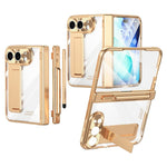 Til iPhone Fold Case Magnetisk Hængsel Galvaniseret PC Telefoncover med Skærmbeskyttelse / Stylus