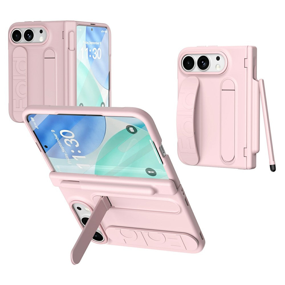 Til iPhone Fold Etui Stander Armbånd Telefoncover i Hård PC med Hærdet Glasfilm / Stylus
