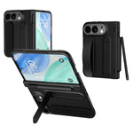 Til iPhone Fold Etui Stander Armbånd Telefoncover i Hård PC med Hærdet Glasfilm / Stylus