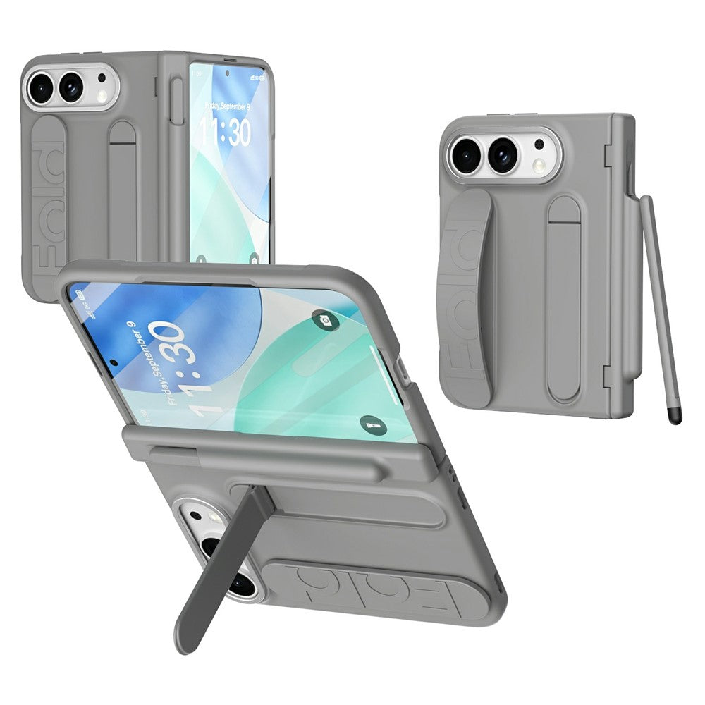 Til iPhone Fold Etui Stander Armbånd Telefoncover i Hård PC med Hærdet Glasfilm / Stylus