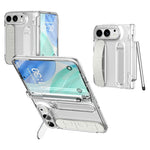 Til iPhone Fold Etui Stander Armbånd Telefoncover i Hård PC med Hærdet Glasfilm / Stylus