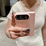 For iPhone Fold Case Heart Clover Kickstand PC Phone Cover with Screen Protector