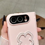 For iPhone Fold Case Heart Clover Kickstand PC Phone Cover with Screen Protector