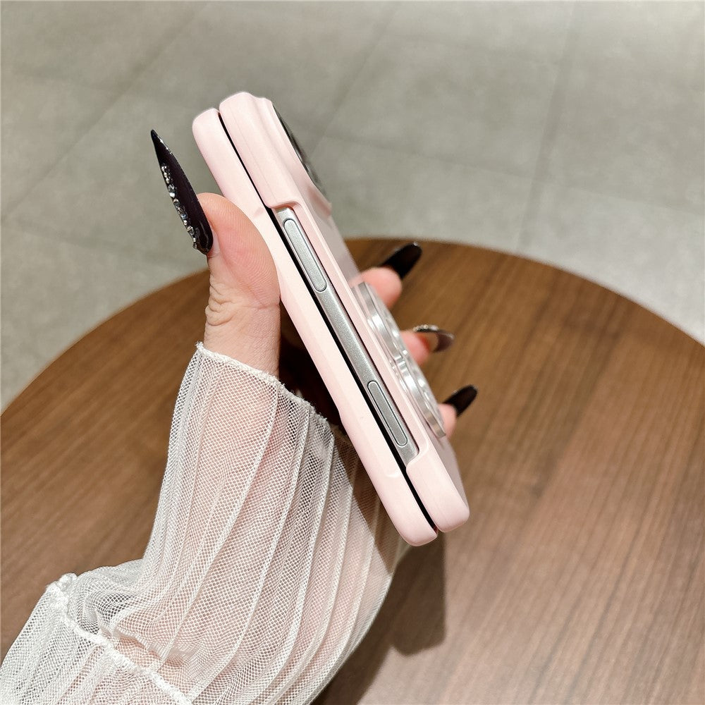 For iPhone Fold Case Heart Clover Kickstand PC Phone Cover with Screen Protector
