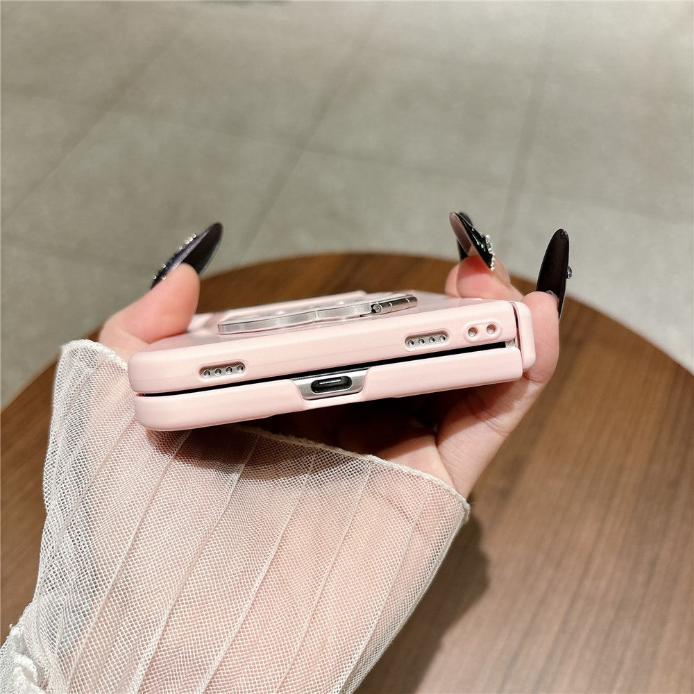For iPhone Fold Case Heart Clover Kickstand PC Phone Cover with Screen Protector