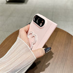 For iPhone Fold Case Heart Clover Kickstand PC Phone Cover with Screen Protector