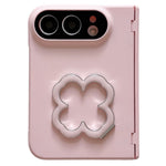 For iPhone Fold Case Heart Clover Kickstand PC Phone Cover with Screen Protector