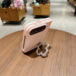 For iPhone Fold Case Heart Clover Kickstand PC Phone Cover with Screen Protector