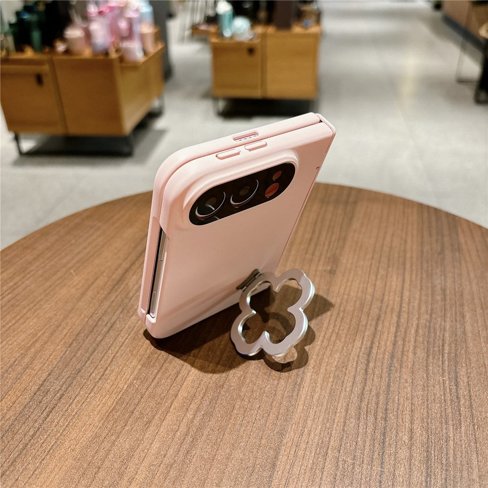 For iPhone Fold Case Heart Clover Kickstand PC Phone Cover with Screen Protector