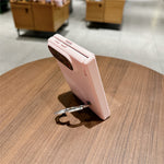 For iPhone Fold Case Heart Clover Kickstand PC Phone Cover with Screen Protector