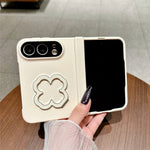 For iPhone Fold Case Heart Clover Kickstand PC Phone Cover with Screen Protector
