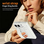 For iPhone Fold Case Kickstand Wristband PC Phone Cover with Tempered Glass Film