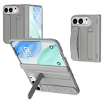 For iPhone Fold Case Kickstand Wristband PC Phone Cover with Tempered Glass Film
