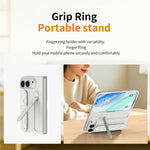 For iPhone Fold Case Kickstand Wristband PC Phone Cover with Tempered Glass Film