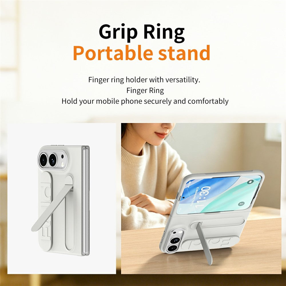 For iPhone Fold Case Kickstand Wristband PC Phone Cover with Tempered Glass Film