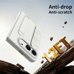 For iPhone Fold Case Kickstand Wristband PC Phone Cover with Tempered Glass Film