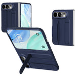 For iPhone Fold Case Kickstand Wristband PC Phone Cover with Tempered Glass Film