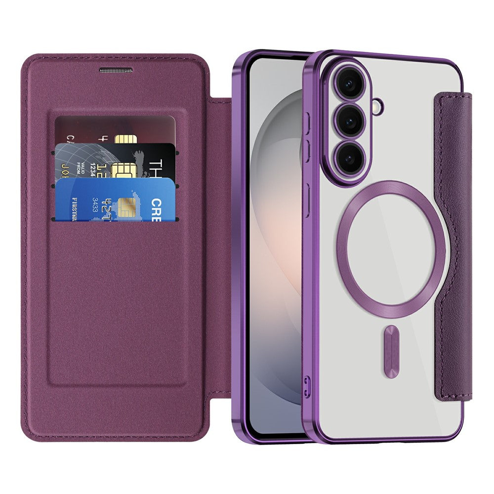 For Samsung Galaxy S26 FE Magnetic Case RFID Blocking Card Holder Leather Phone Cover with Lens Film