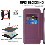 For Samsung Galaxy S26 FE Magnetic Case RFID Blocking Card Holder Leather Phone Cover with Lens Film