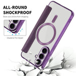For Samsung Galaxy S26 FE Magnetic Case RFID Blocking Card Holder Leather Phone Cover with Lens Film